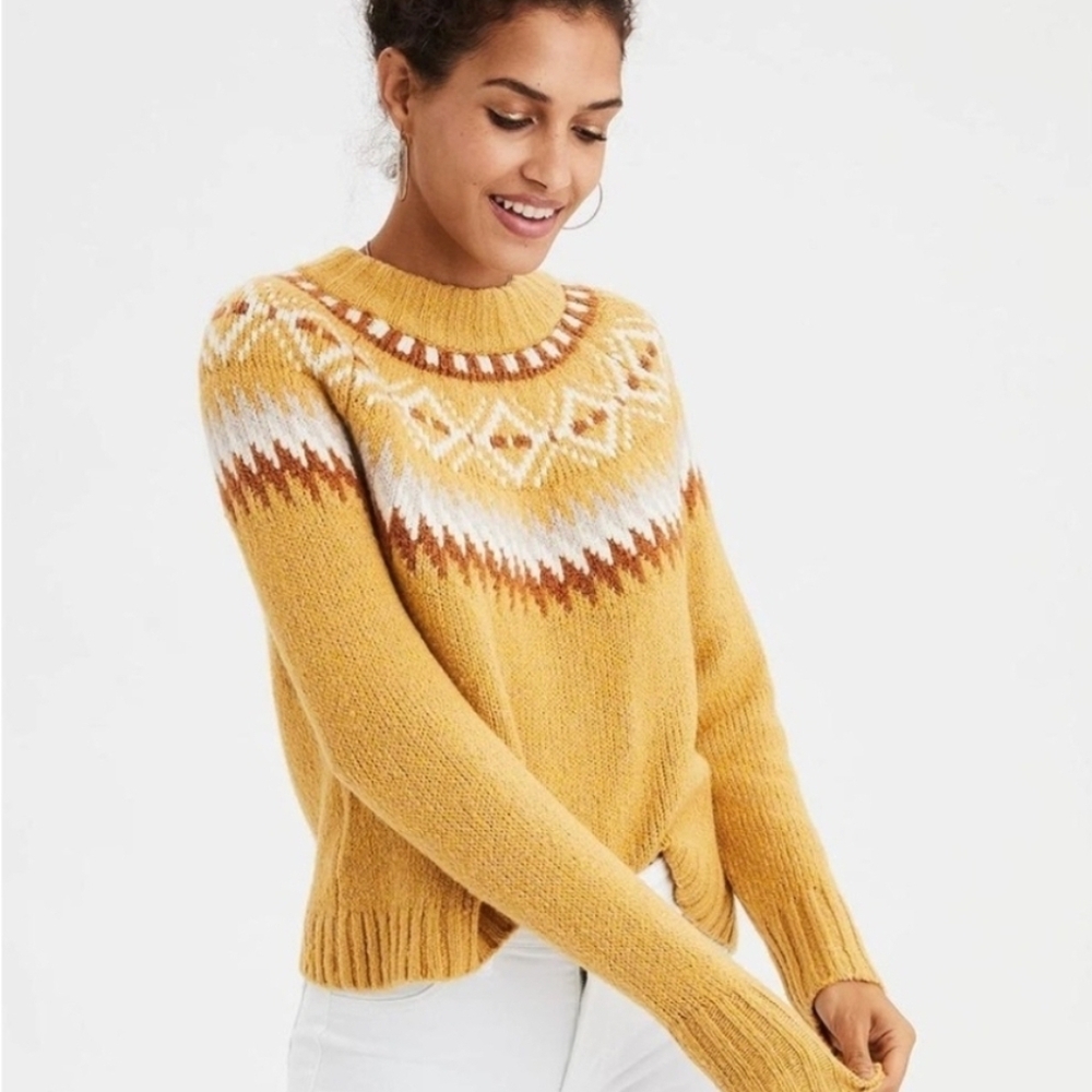 American Eagle Outfitters Mustard Fair Isle Sweater
